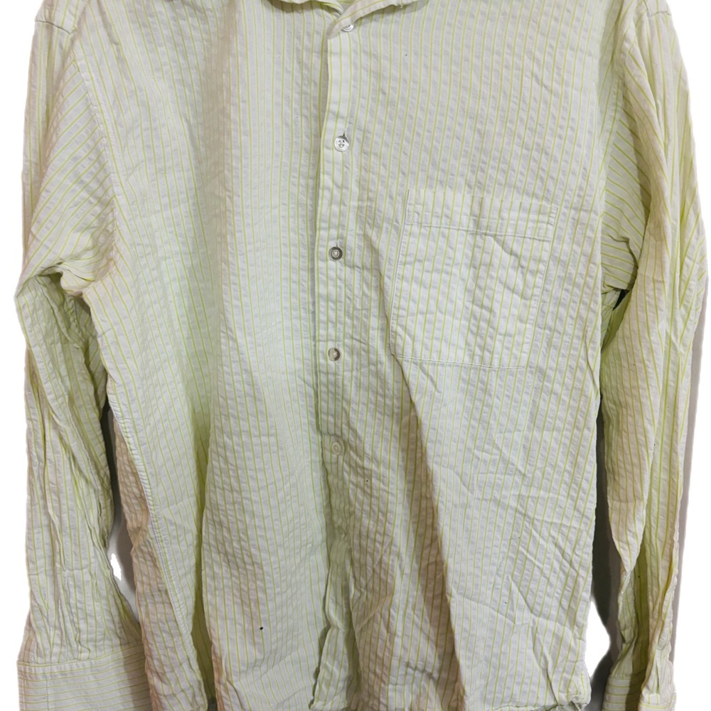 Men's Casual Cream Striped Button Down Shirt